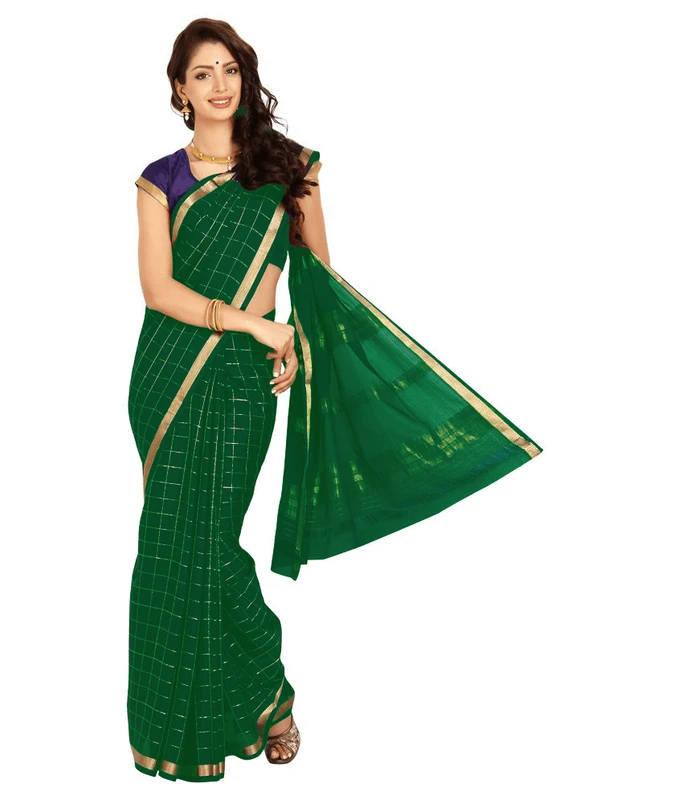 Fresh Pure Mysore Silk Saree in Mint Green with Lustrous Gold Zari Border