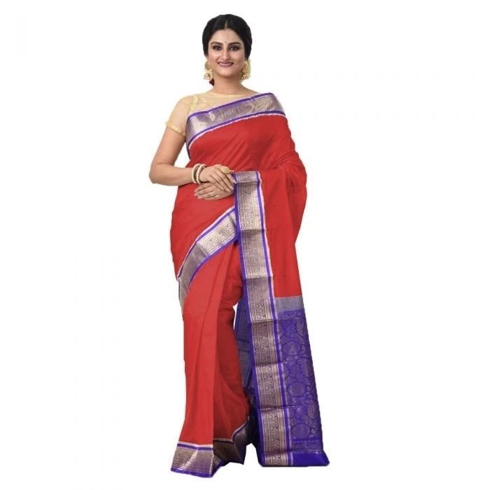 Rani and Violet Contrast Traditional Kanchipuram Pure Silk Saree