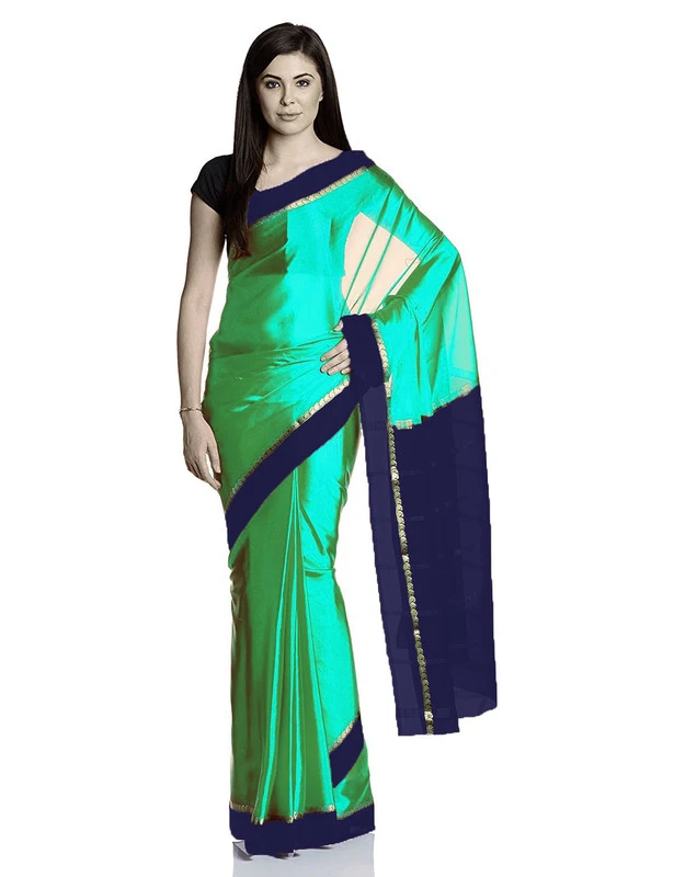 Vibrant Pure Mysore Silk Saree in Orange with Royal Blue & Gold Zari