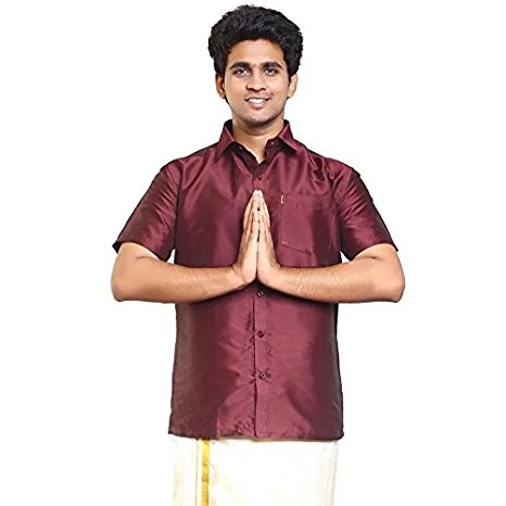 Marron Dupion Silk Full Slevees Shirt