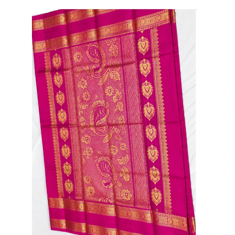 Exclusive Kanchipuram Pure Silk Saree with Pure Silk Blouse - Blue & Pink