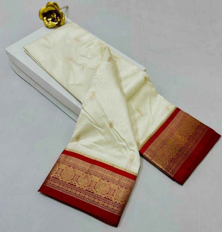 Navy Blue traditional silk saree with zari border for festive and wedding occasions