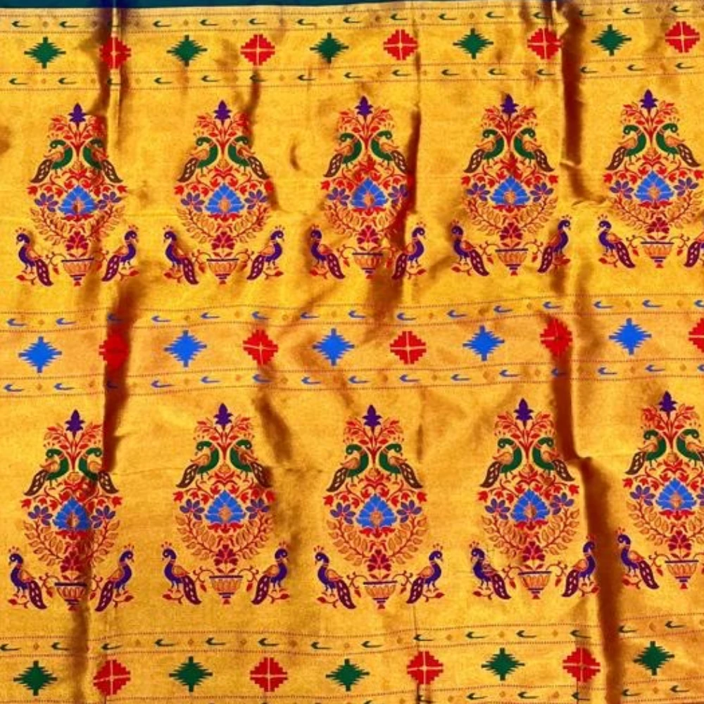 Royal Self Magenta Semi Silk Paithani Saree with Peacock Embroidery Designer Blouse