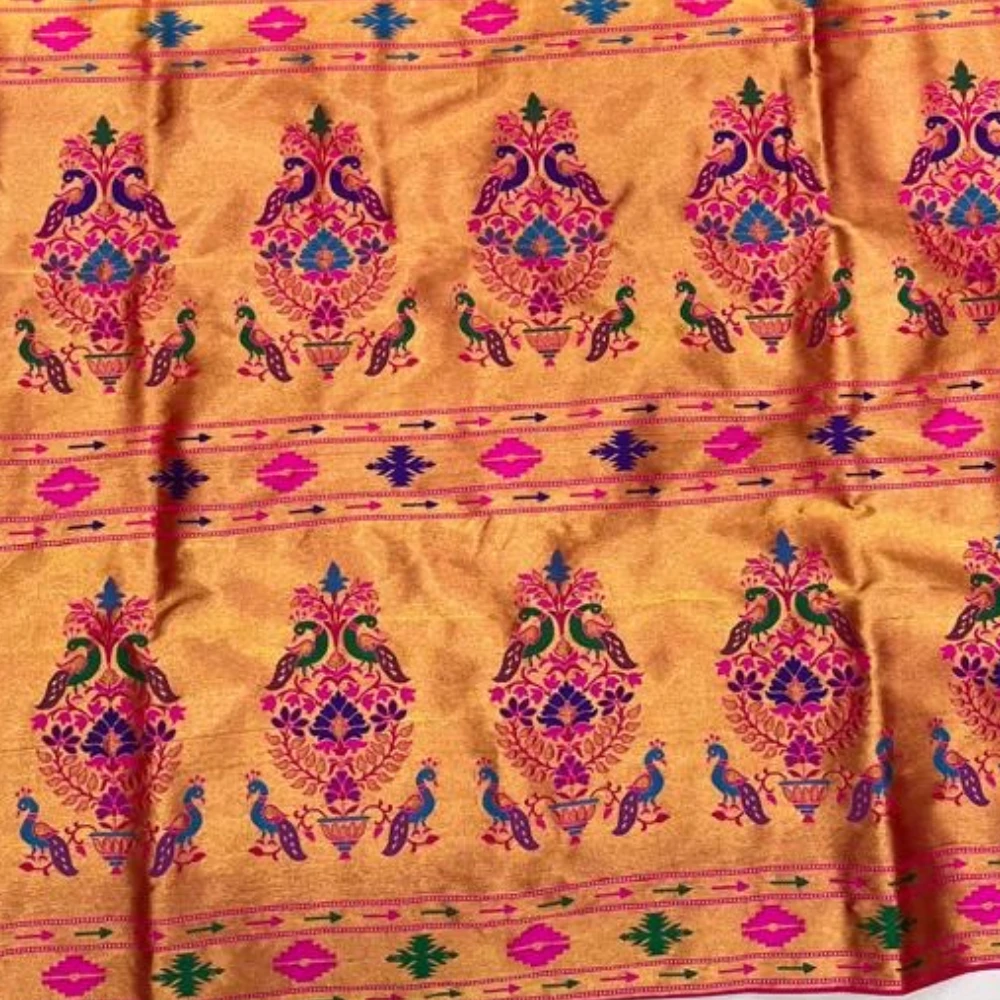 Regal Bottle Green Semi Silk Paithani Saree with Peacock Embroidery Designer Blouse
