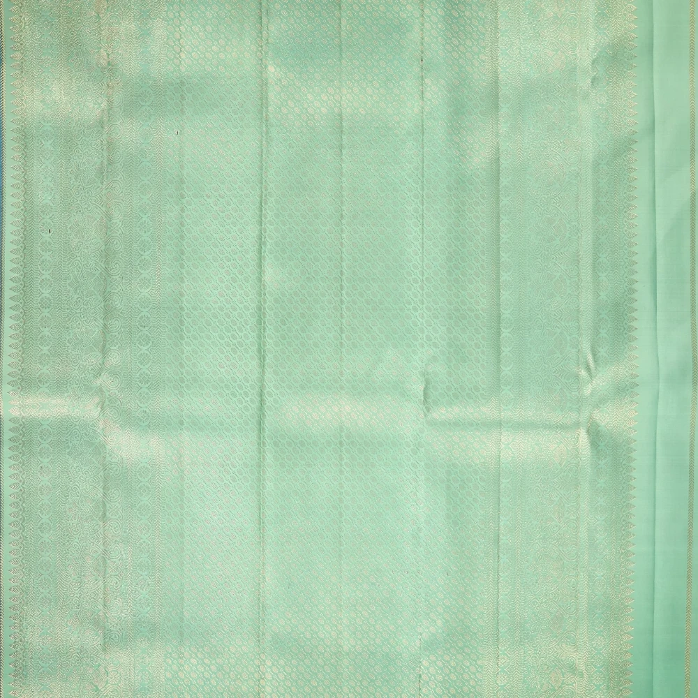 Mint Light Green with Gold Peacock Kanchipuram Pure Silk Handloom Saree Silk Mark with Blouse - FabFashionz