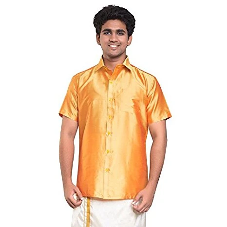Yellow Dupion Silk Full Slevees Shirt