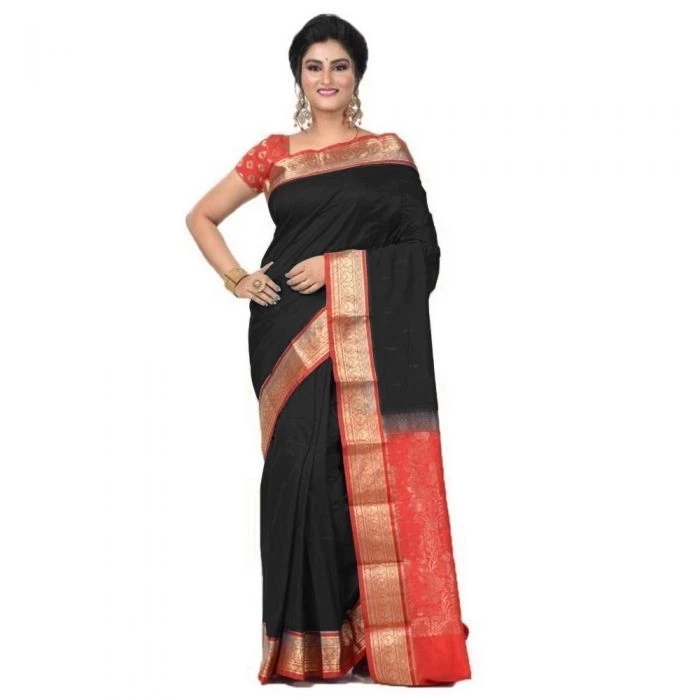 Milk White and Red Traditional Kanchipuram Pure Silk Saree