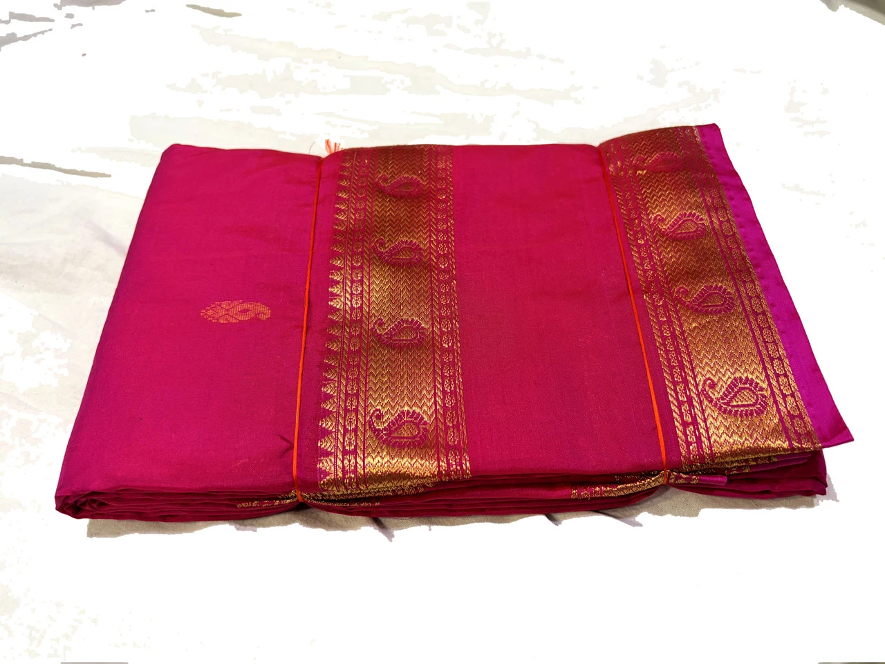 Exclusive Kanchipuram Pure Silk Saree with Pure Silk Blouse - Deep Pink
