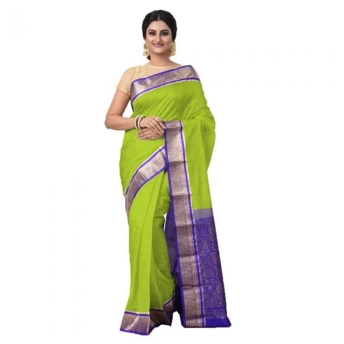 Purple With Violet Contrast Traditional Kanchipuram Pure Silk Saree
