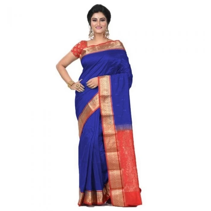 Green and Red Contrast Traditional Kanchipuram Pure Silk Saree