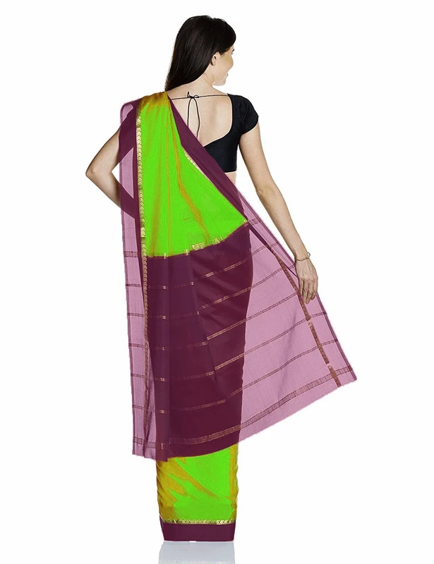 Charming Pure Mysore Silk Saree in Emerald Green with Pink & Gold Zari