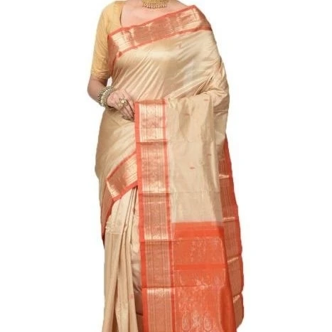 Golden Yellow and Anandha Blue Contrast Traditional Kanchipuram Pure Silk Saree