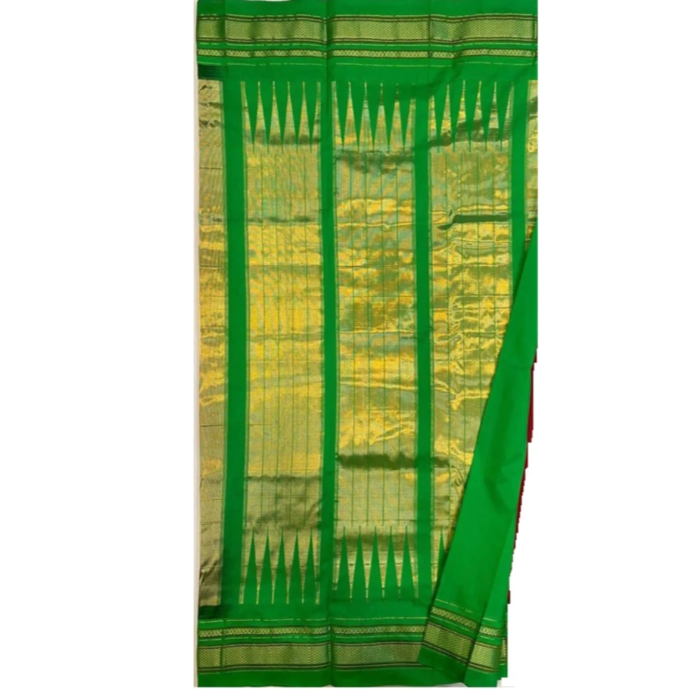 Royal Blue Ilkaal Butta pure silk saree with zari border and traditional woven patterns