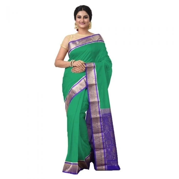 Baby Pink and Violet Contrast Traditional Kanchipuram Pure Silk Saree 