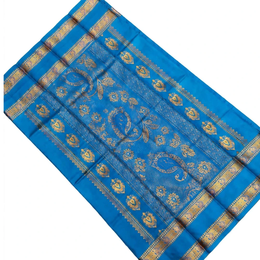 Exclusive Kanchipuram Pure Silk Saree with Pure Silk Blouse - Magenta & Blue