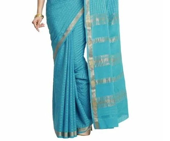 Opulent Pure Mysore Silk Saree in Dark Teal & Contrasting Zari Border