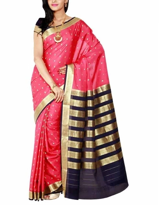 Magnetic Pure Mysore Silk Saree in Copper Rose & Rich Gold Zari