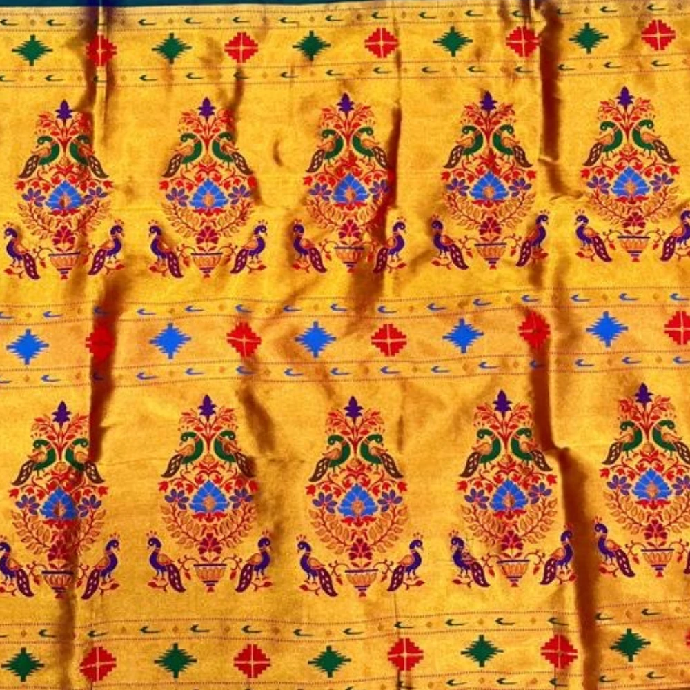 Regal Emerald Green Semi Silk Paithani Saree with Peacock Embroidery Designer Blouse
