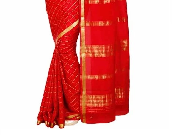 Serene Pure Mysore Silk Saree in Powder Blue & Contrast Zari Border