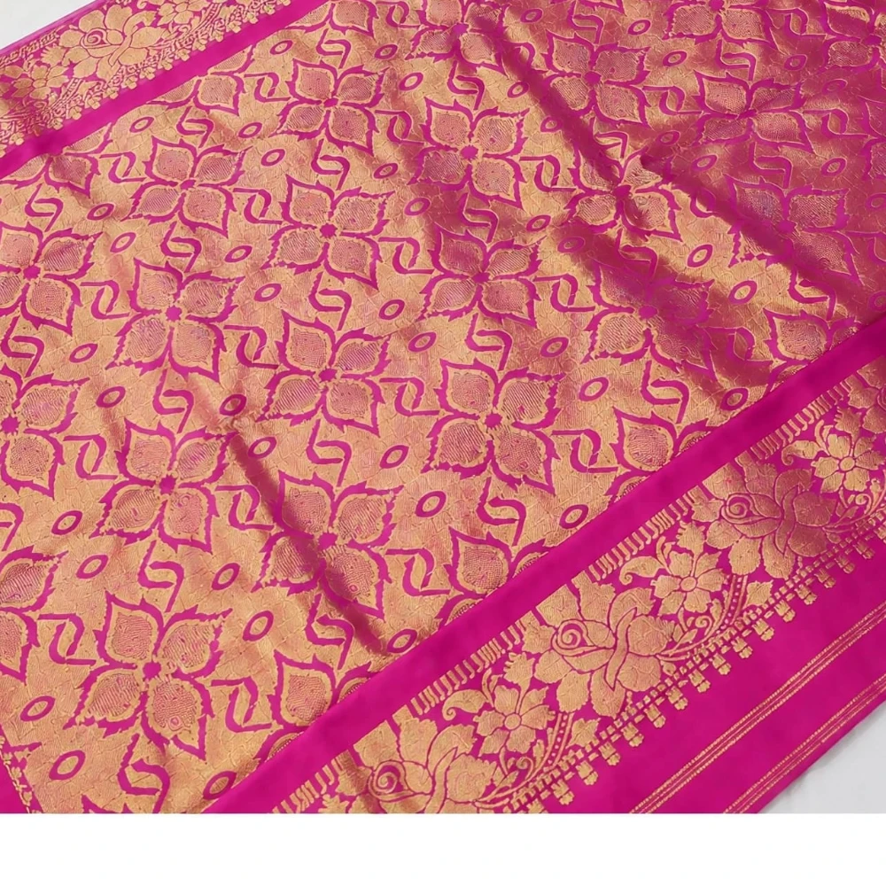 Rani traditional silk saree with zari border for festive and wedding wear