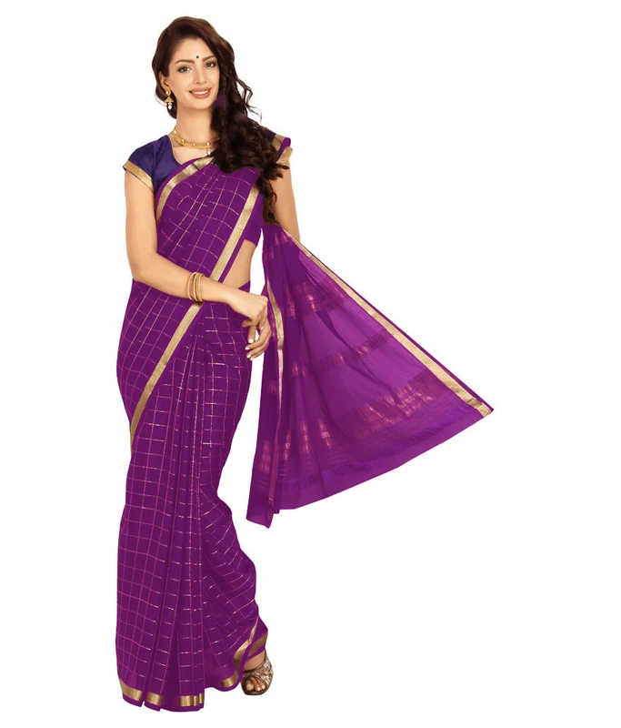 Majestic Pure Mysore Silk Saree in Royal Purple & Rich Gold Zari Work