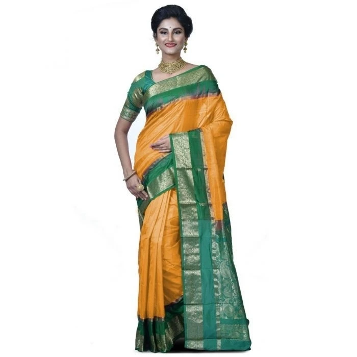 Ananda Blue With Red Contrast Latest Design Border Kanchipuram Pure Silk Exclusive Saree