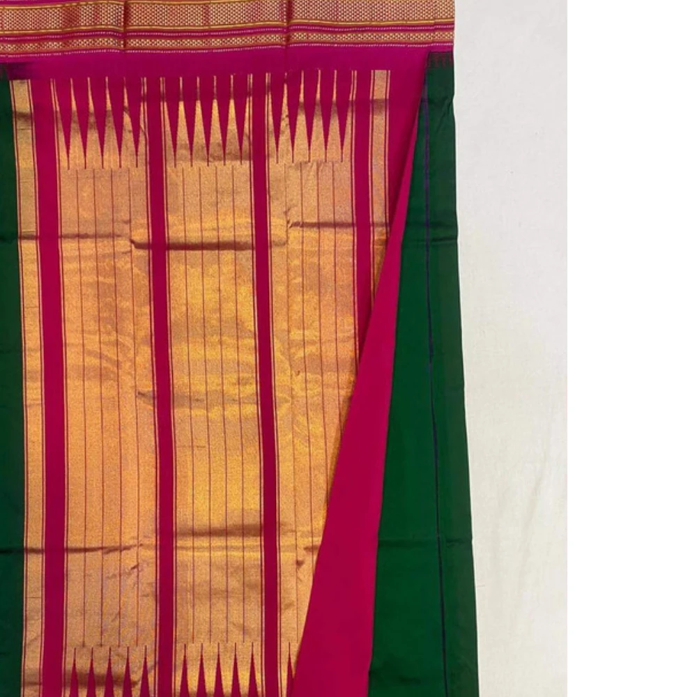 Purple Ilkaal Butta pure silk saree with zari border and traditional woven patterns
