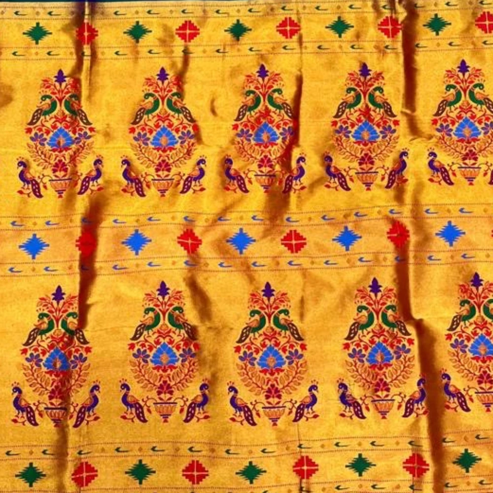 Regal Magenta Self Color Semi Silk Paithani Saree with Peacock Embroidery Designer Blouse