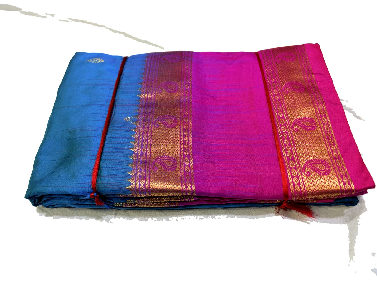 Exclusive Kanchipuram Pure Silk Saree with Pure Silk Blouse - Blue & Pink