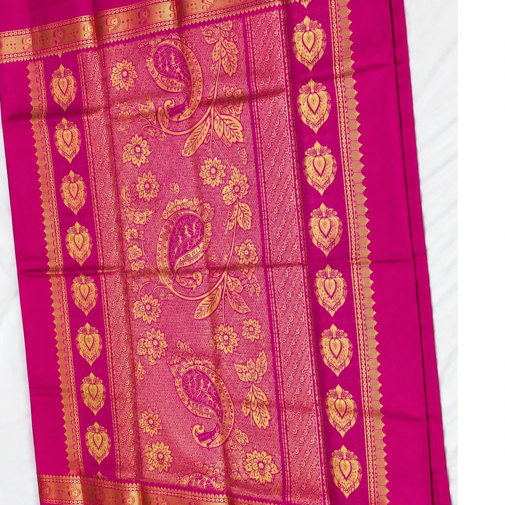 Exclusive Rama Green Multicolor Contrast Exclusive Kanchipuram Pure Silk Saree with Bentex Border & Diamond Butta