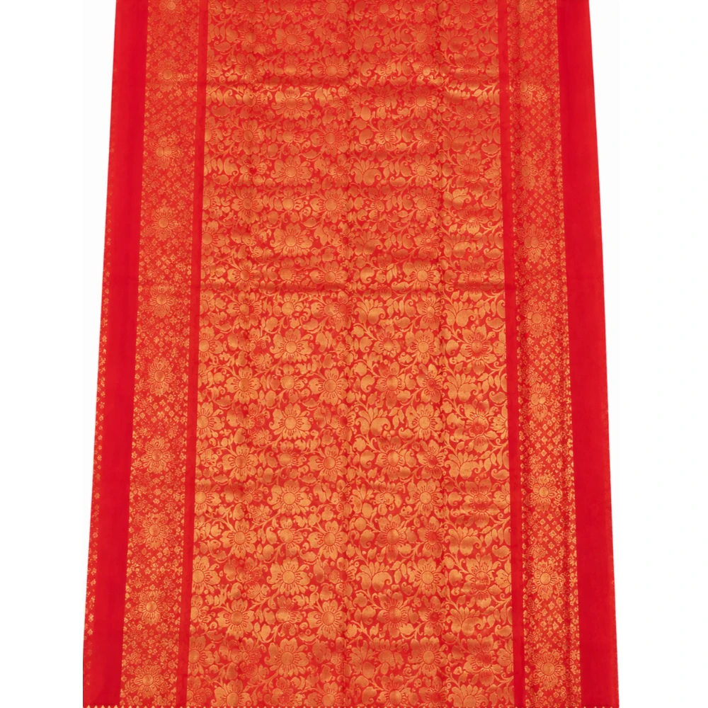 Olive Green and Red Multicolor Contrast Exclusive Kanchipuram Pure Silk Saree with Bentex Border & Diamond Butta