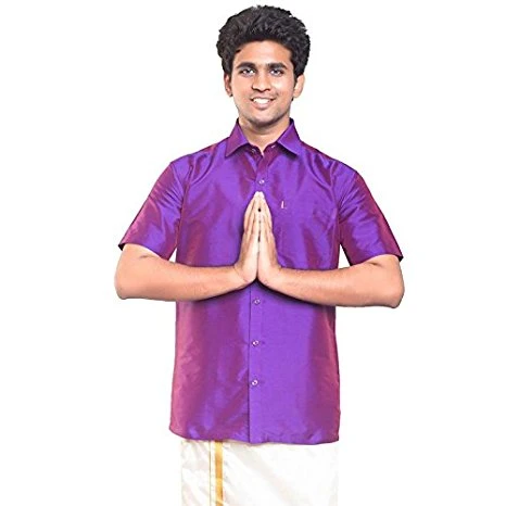Purple Dupion Silk Full Slevees Shirt