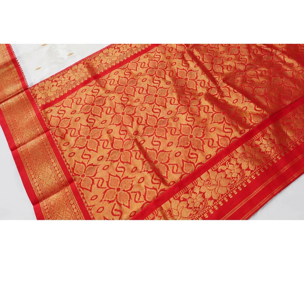 Rani Orange traditional silk saree with zari border for festive and wedding occasions