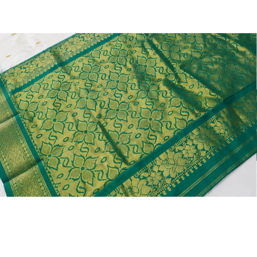 Rani with Green Contrast traditional silk saree with zari border for festive and wedding occasions