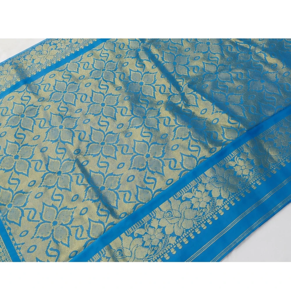 Exclusive Kanchipuram Pure Silk Saree with Pure Silk Blouse - Blue & Royal Blue