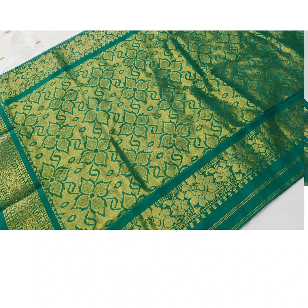 Magenta with Green Contrast traditional silk saree with zari border for wedding and festive wear