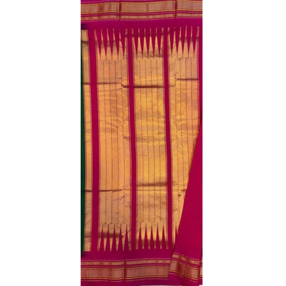Cream Ilkaal Butta pure silk saree with zari border and traditional woven patterns