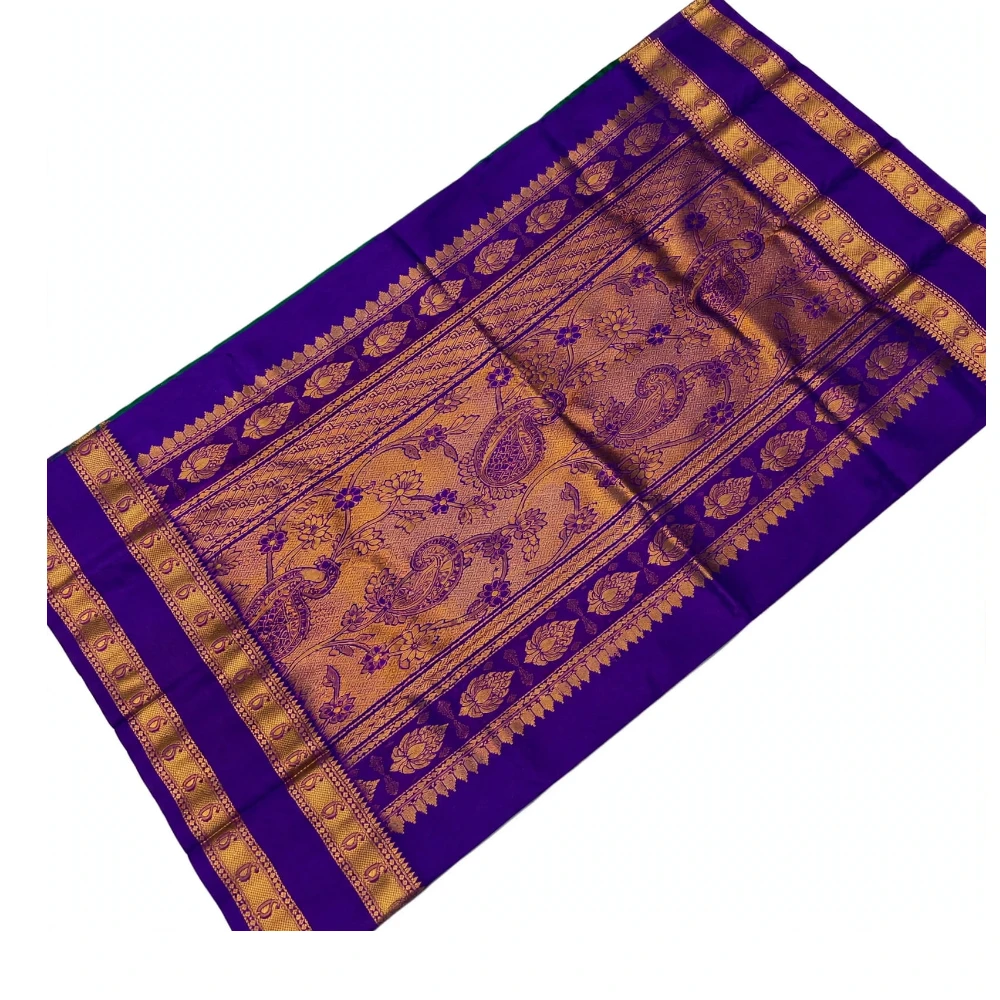 Exclusive Kanchipuram Pure Silk Saree with Pure Silk Blouse - Purple