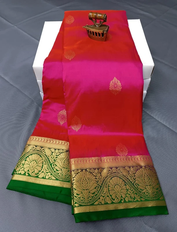 Magenta Green Border Exclusive Kanchipuram Silk Saree