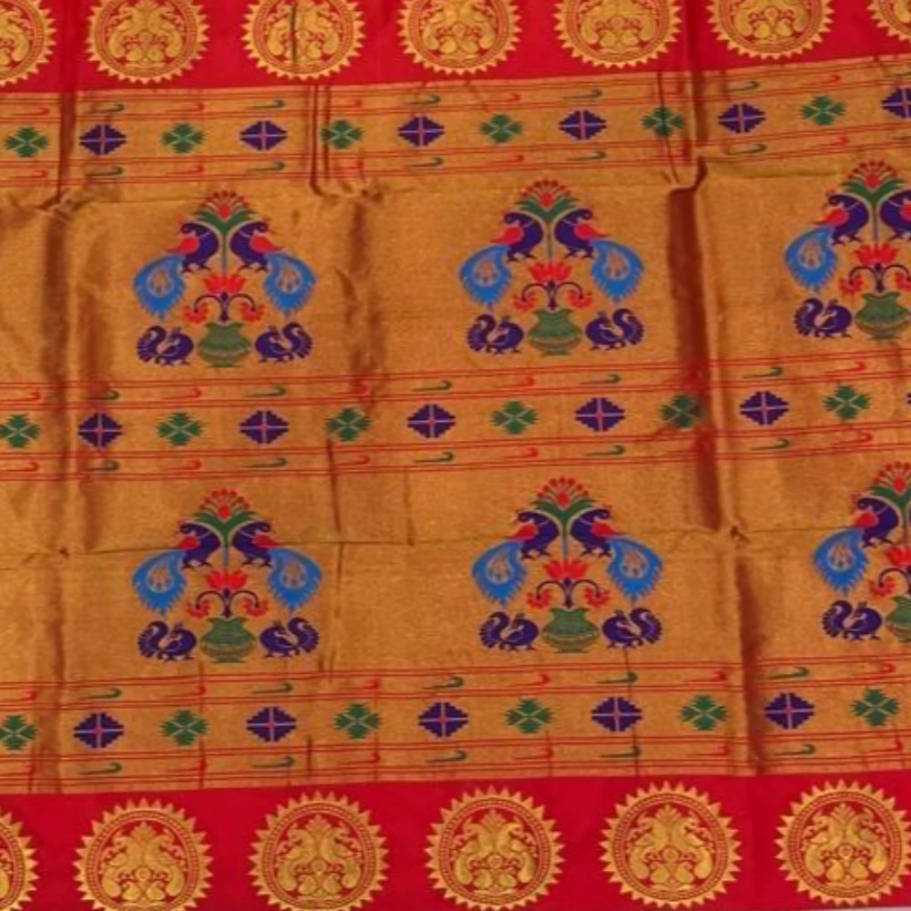 Royal Semi Silk Paithani Saree with Peacock Embroidery Blouse