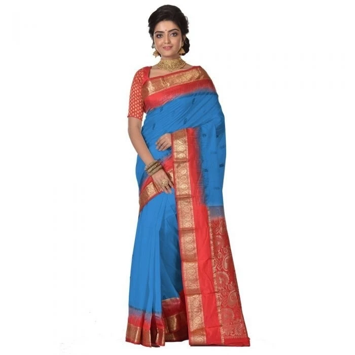 Black With Red Contrast Latest Design  Kanchipuram Pure Silk Exclusive Saree