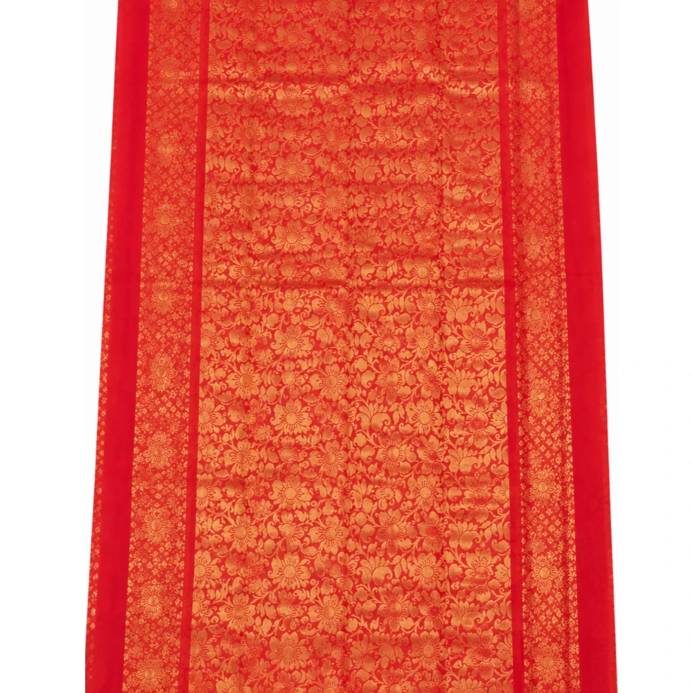 Green and Red Multicolor Contrast Kanchipuram Exclusive Pure Silk Saree with Bentex Border & Diamond Butta