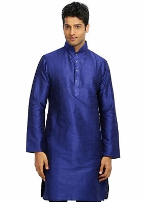 Voilet Dupion Silk Mens Kurtha with White Pajama