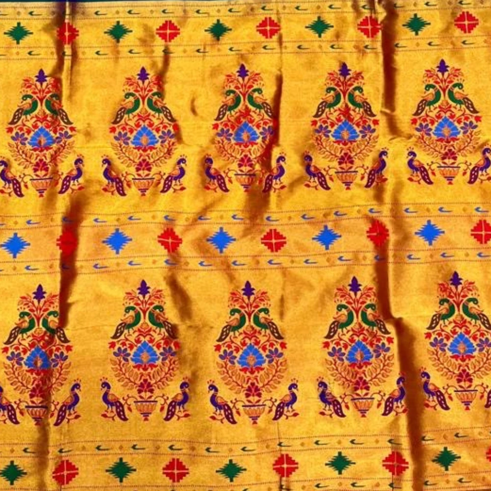 Heritage Self Magenta Semi Silk Paithani Saree with Peacock Embroidery Designer Blouse