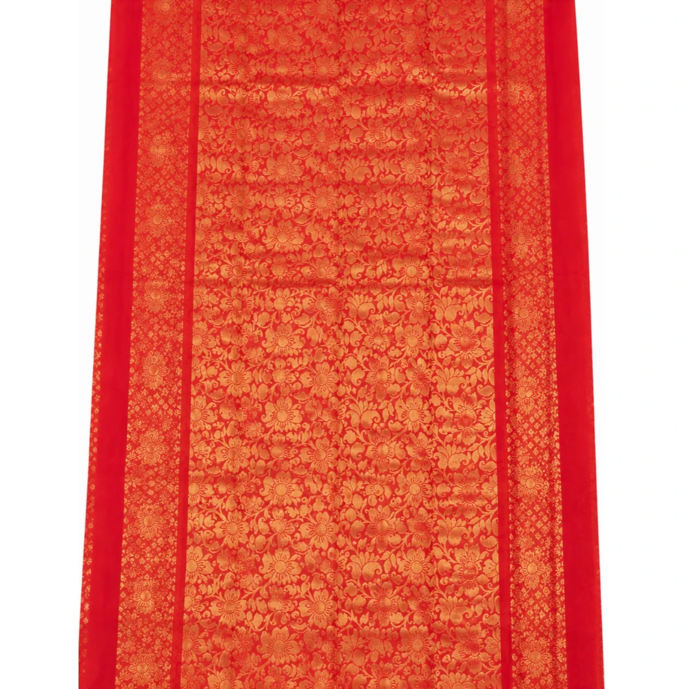 Rama Blue and Red Multicolor Contrast Exclusive Kanchipuram Pure Silk Saree with Bentex Border & Diamond Butta