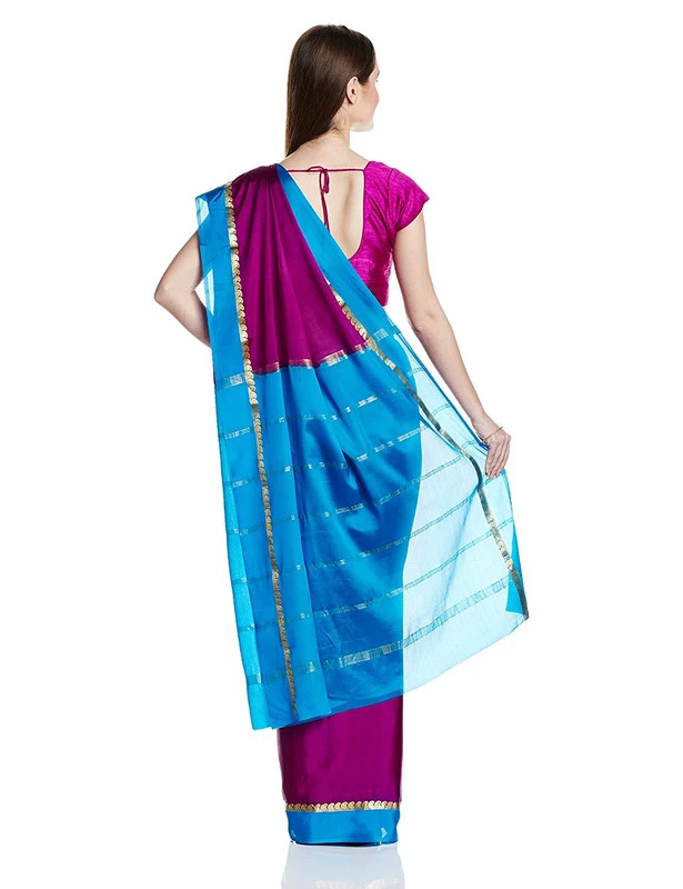Splendid Pure Mysore Silk Saree in Royal Blue with Gold Zari Border