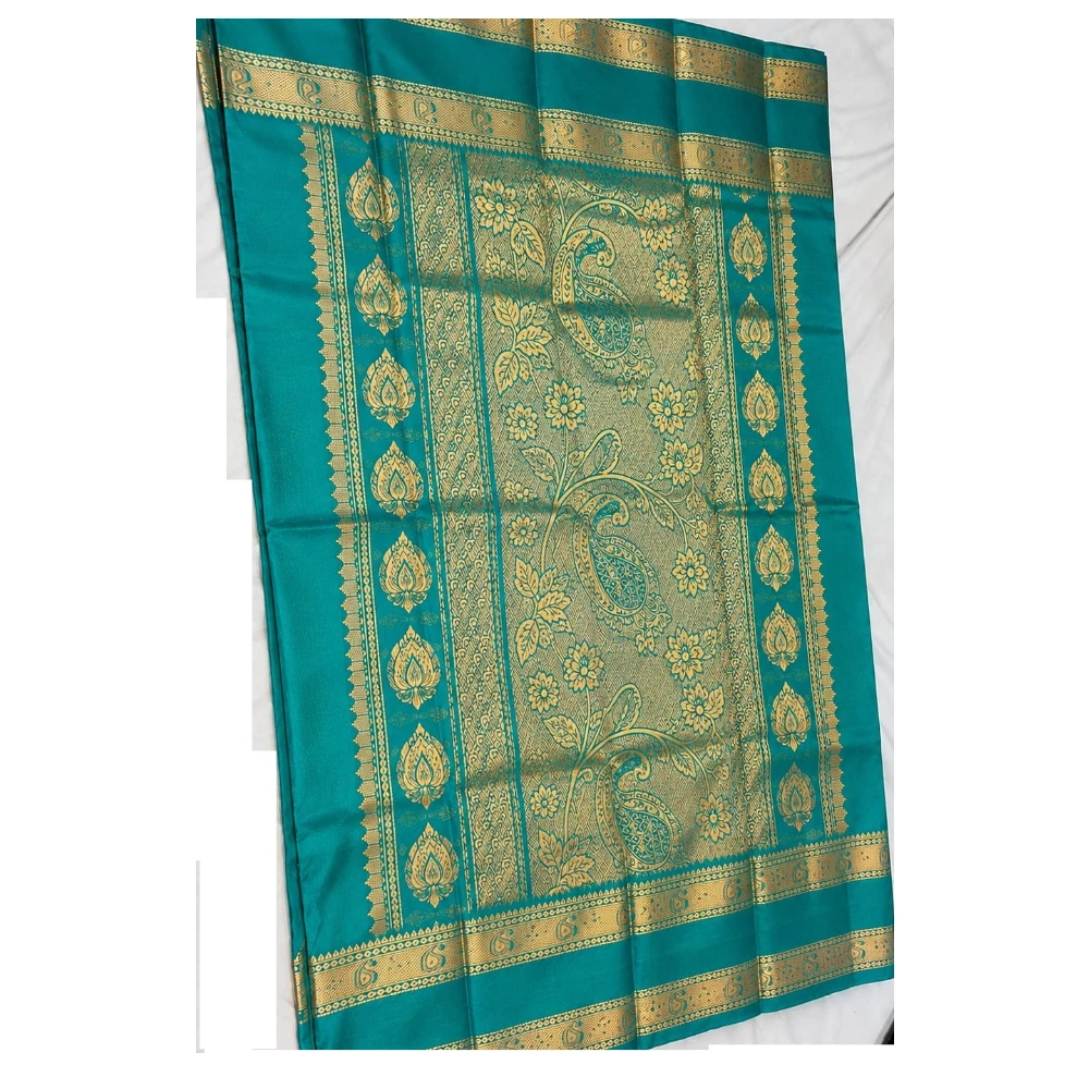 Exclusive Kanchipuram Pure Silk Saree with Pure Silk Blouse - Green & Gold