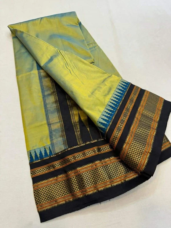Sneha Green and Black Border - Traditional Handwoven Ilkaal Saree
