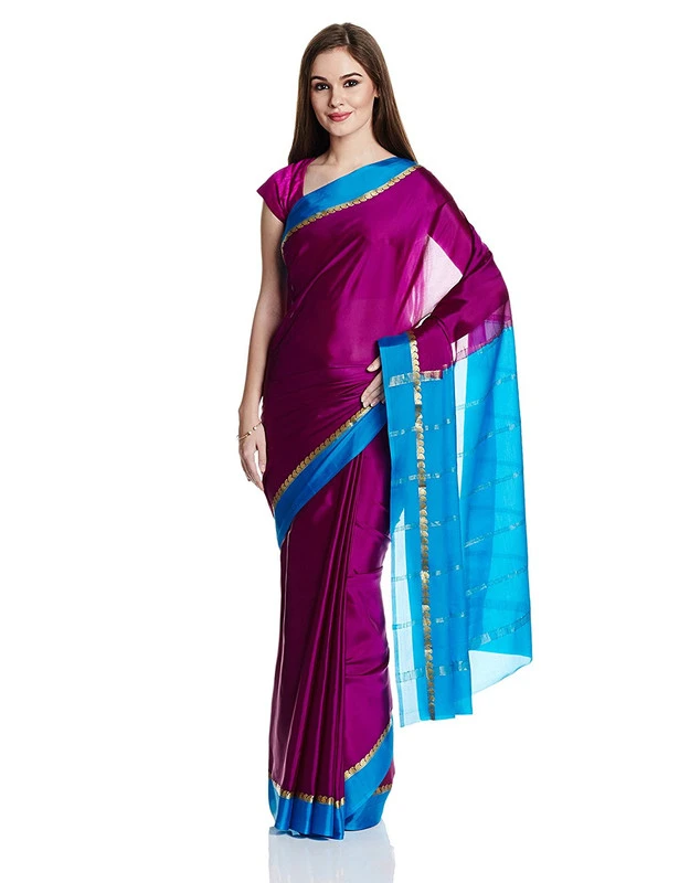 Splendid Pure Mysore Silk Saree in Royal Blue with Gold Zari Border