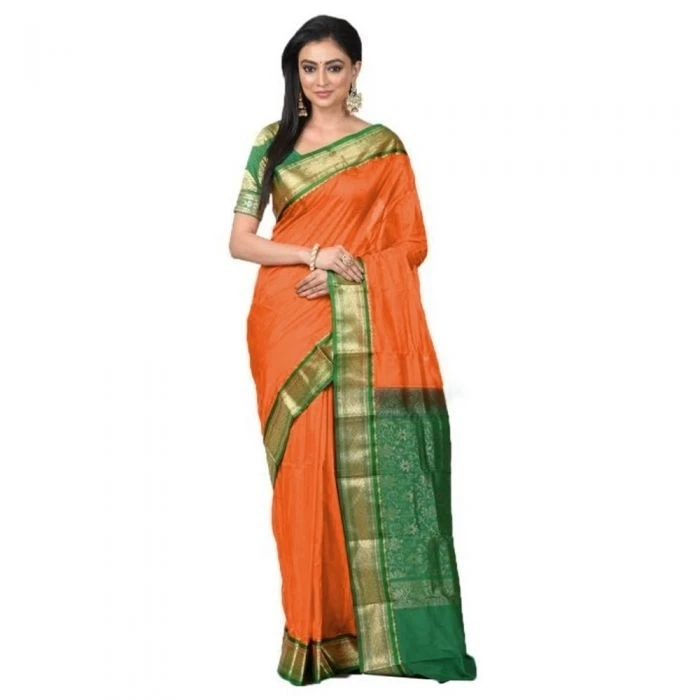 Golden Yellow and Black Traditional Kanchipuram Pure Silk Saree